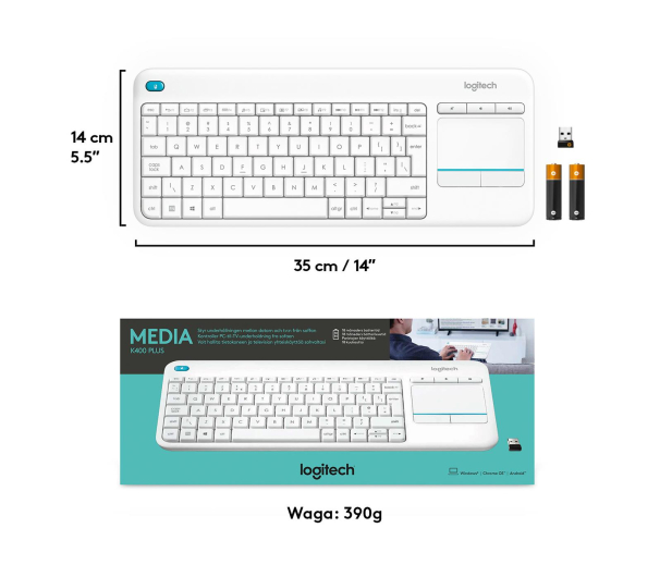 LOGITECH Media K400 plus Biala - 276511 - zdjęcie 13